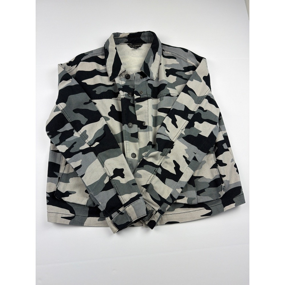 Rock & Republic Womens Camo Trucker‎ Jacket Grey Black White Camouflage Large L